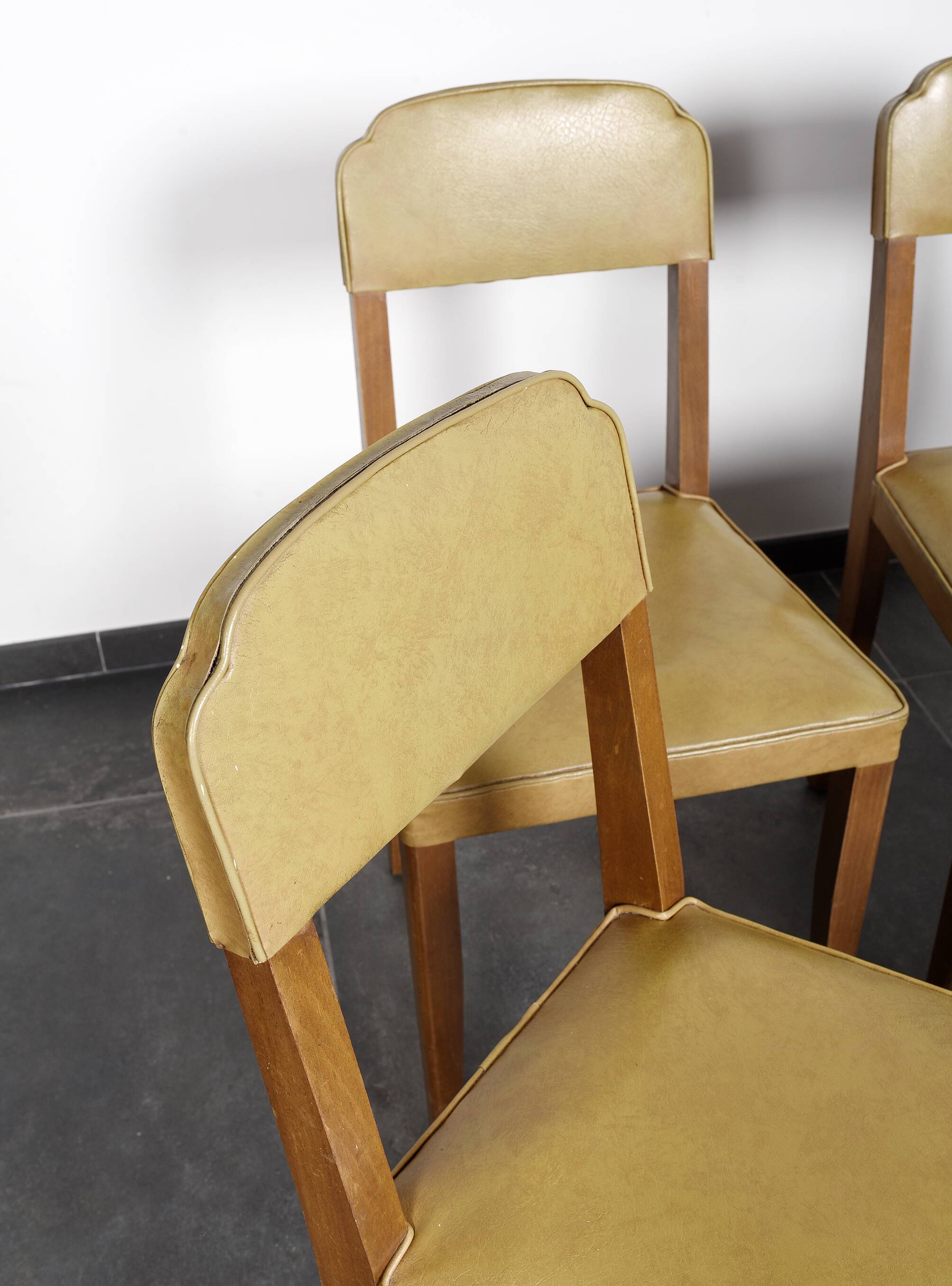 4 vintage leather chairs (yellow/ochre)