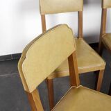 4 chaises vintage en cuir (jaune/ocre)