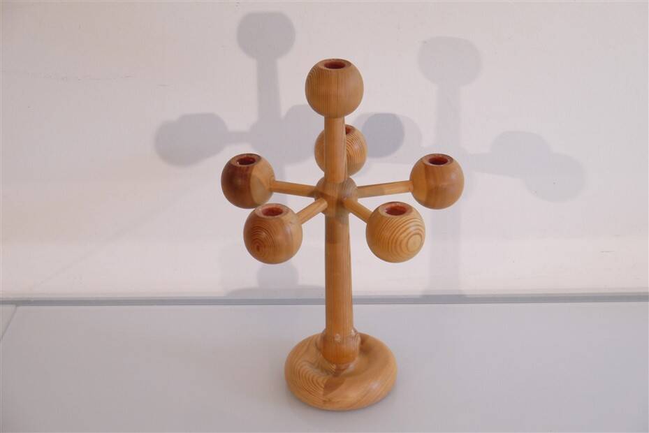 Scandinavian wooden candlestick 1970