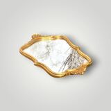 Vintage shell mirror in golden resin - 52 x 33 cm