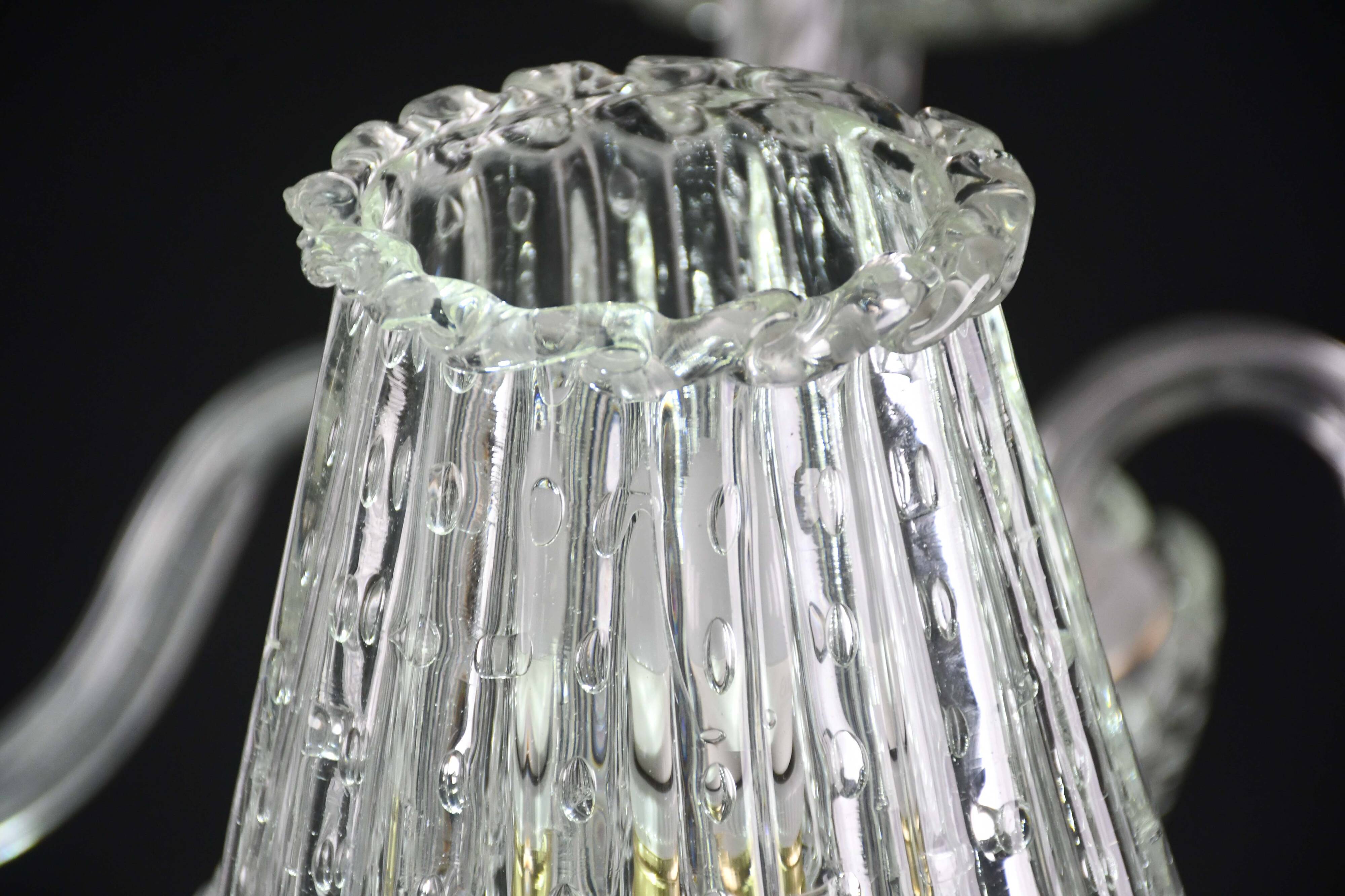 Luxury Art Decò Barovier e Toso Chandelier, Murano "Bubble" Glass, 1950s
