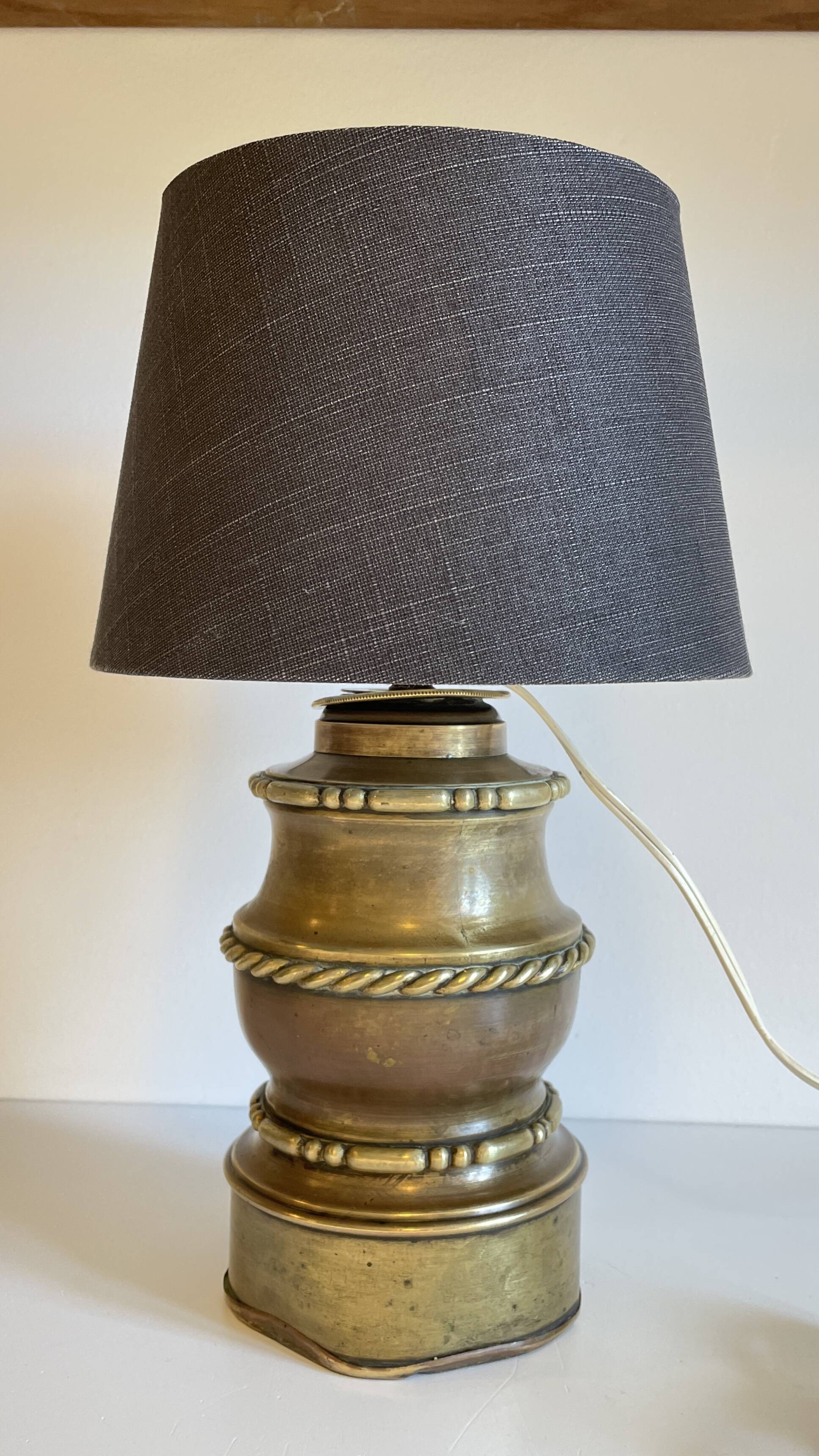 Chic brass lamp and vintage fabric