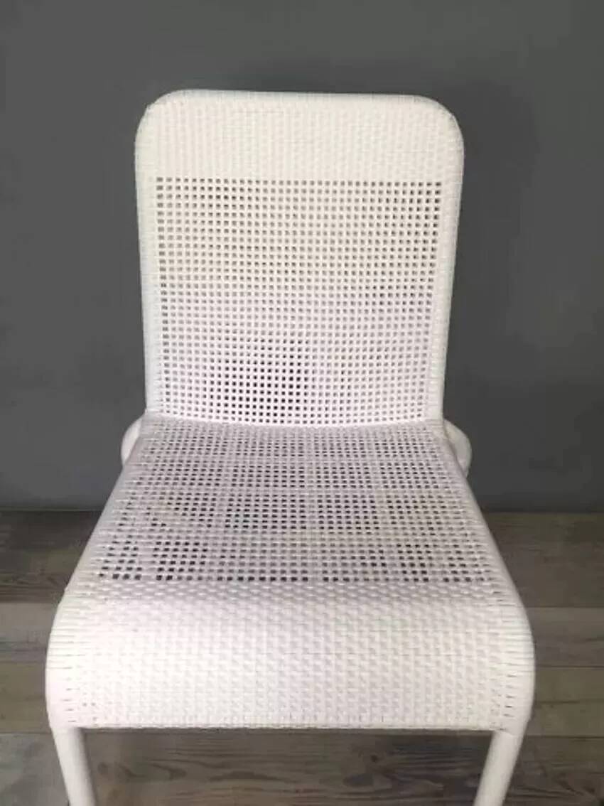 White woven resin garden chair