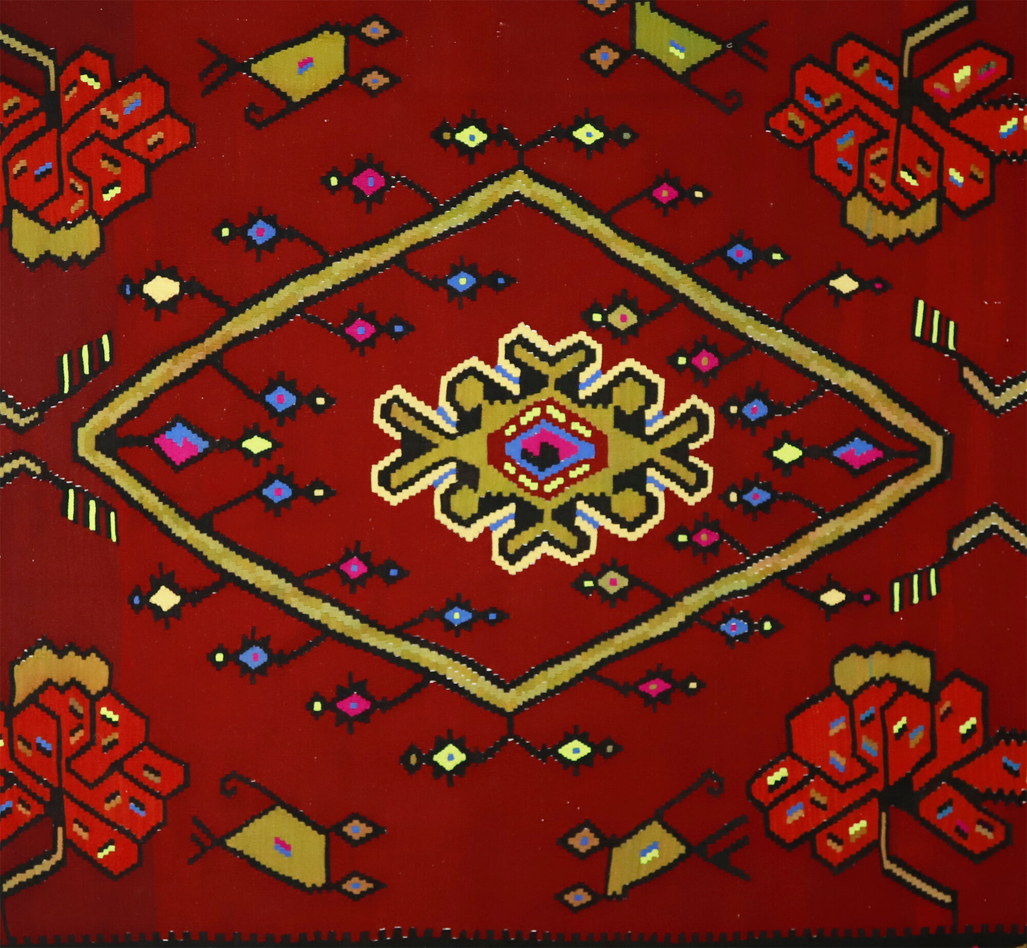 Anatolian handmade kilim rug 285 cm x 218 cm