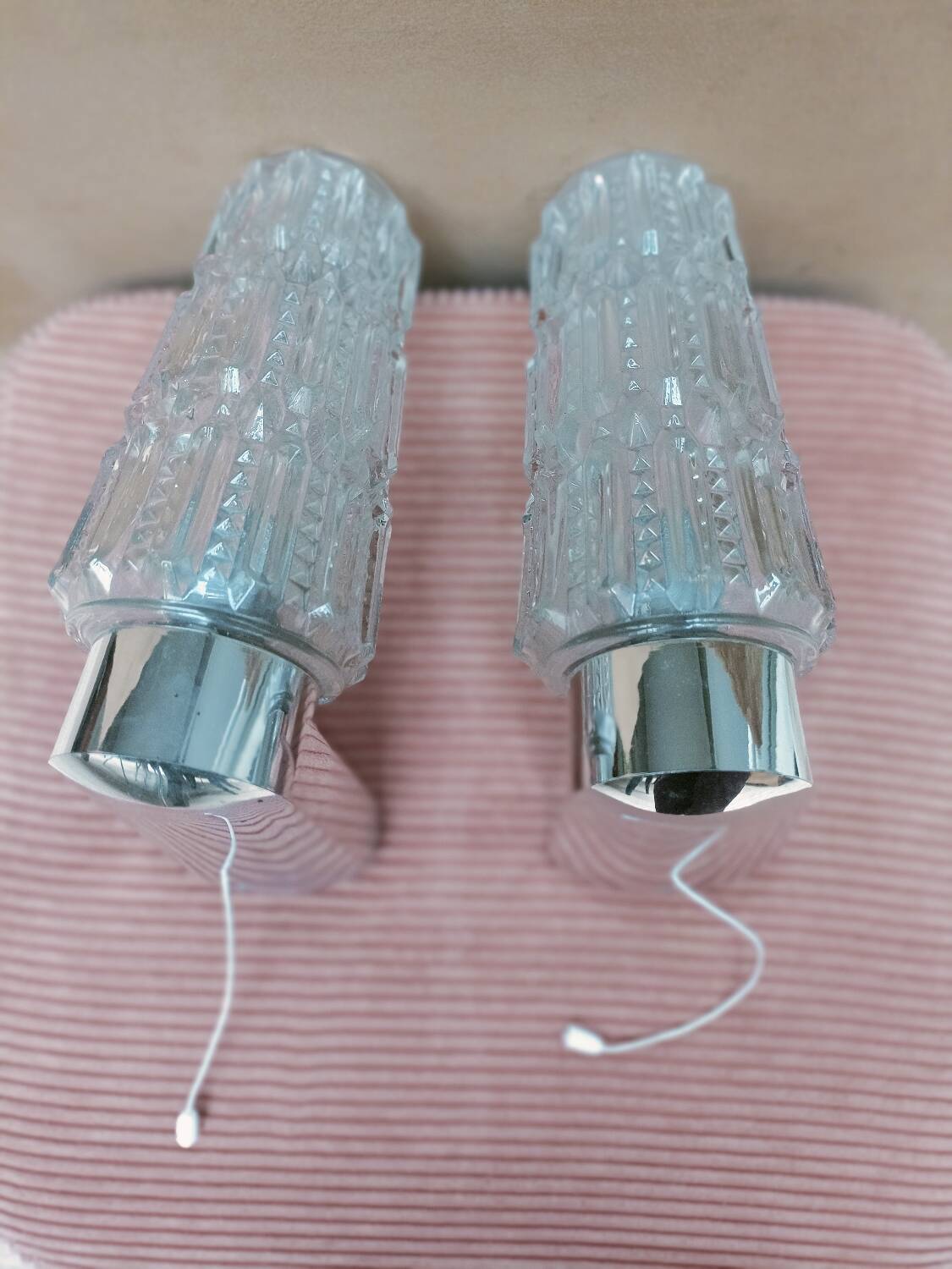 Pair of chrome Space Age wall lights