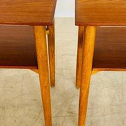 Vintage Danish mid-century teak and oak bedside tables by Næstved Møbelfabrik