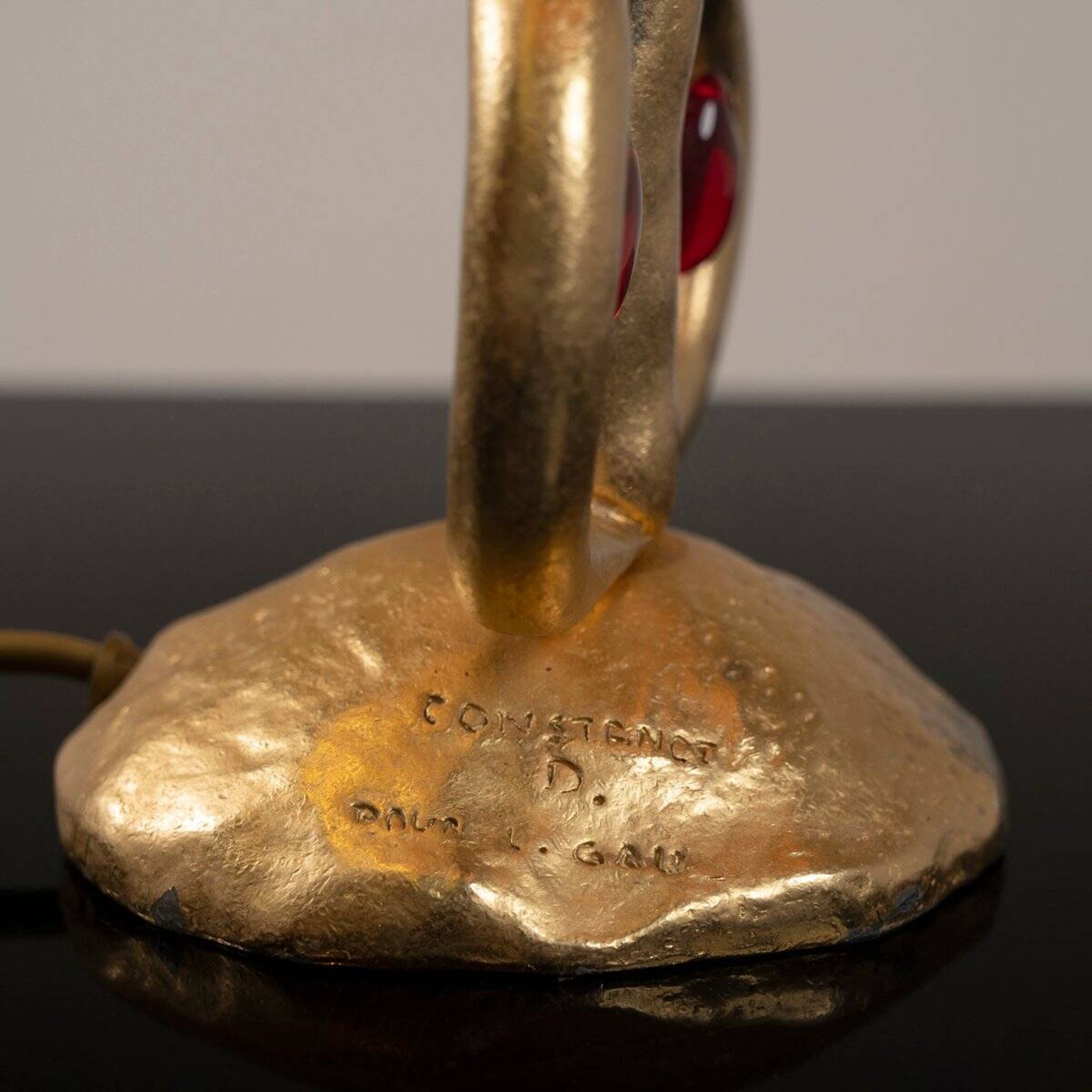 Bronze lamp by Constance D for Lucien Gau