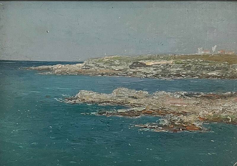 Painting "Seaside", oil on strong cardboard.