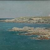 Tableau "Bord de mer", huile sur carton fort.