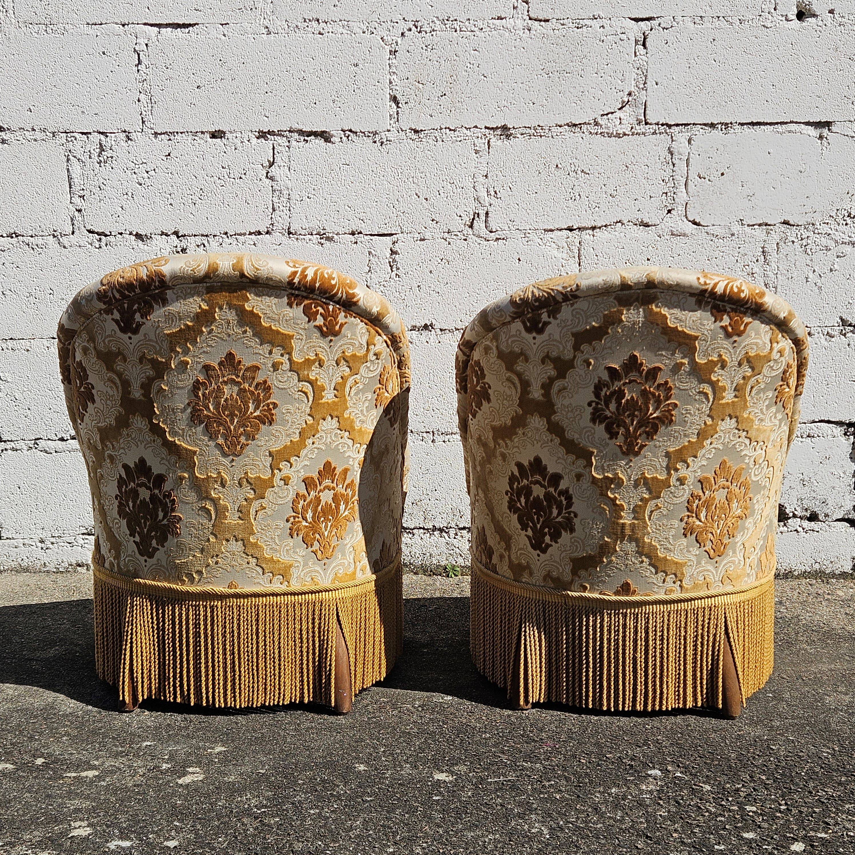 2 French Vintage Crapaud Seater-golden beige Cocktail Chairs 60s