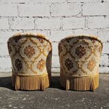2 French Vintage Crapaud Seater-golden beige Cocktail Chairs 60s