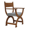 Années 1960, fauteuil danois en bois de chêne massif, retapissé, meuble KVADRAT en laine.