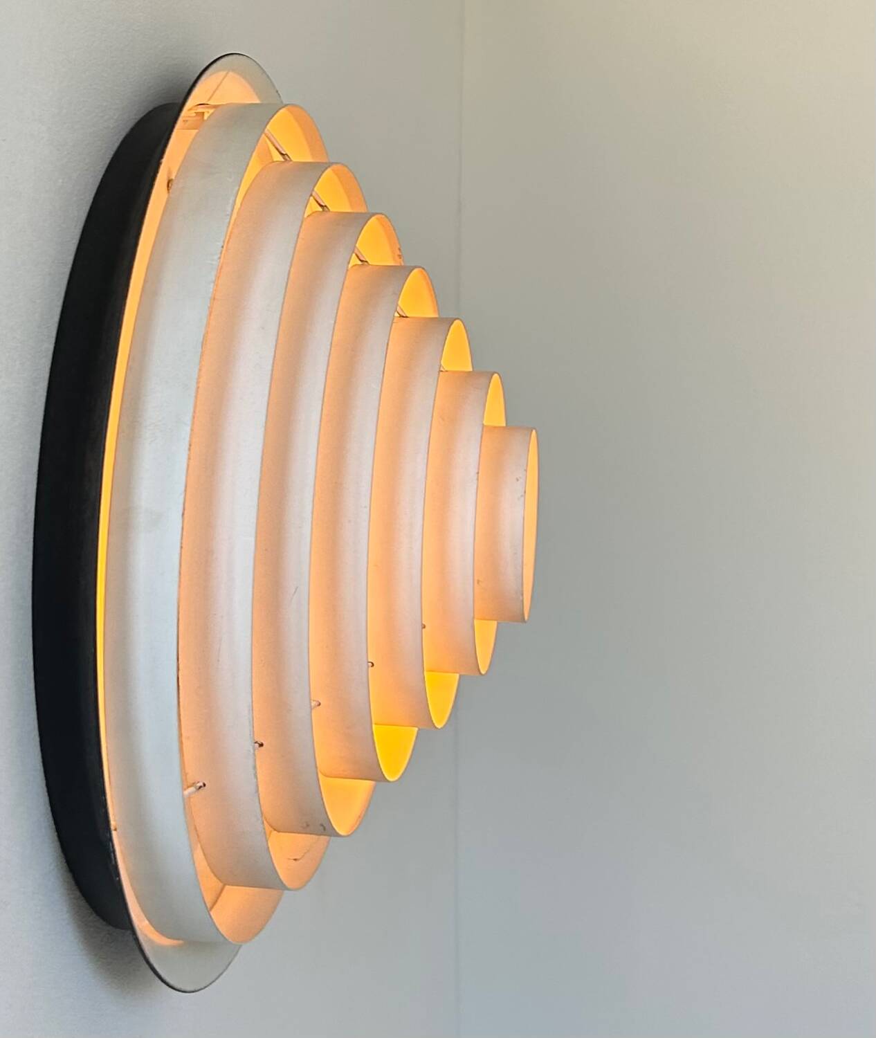 Vintage Falkenbergs wall lamp, black and white metal, Sweden 1960s