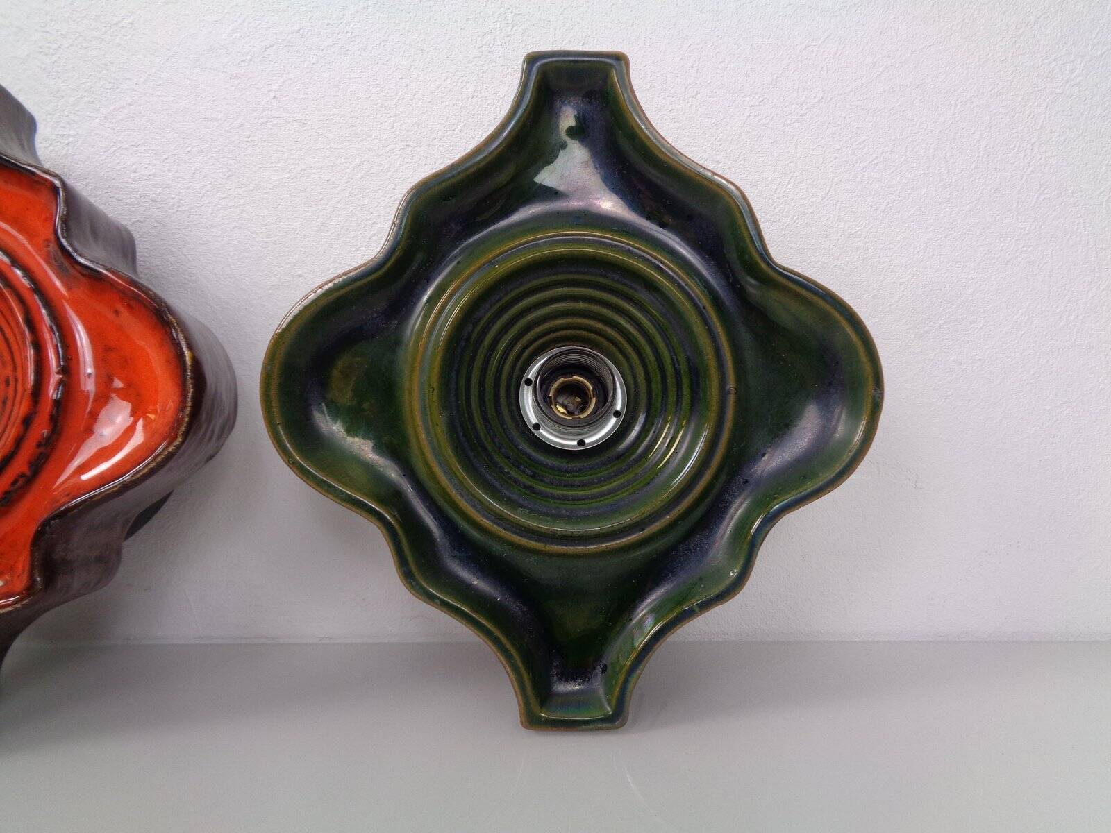 Pop Art German Ceramic Wall Lamps, 1970s, Set of 3