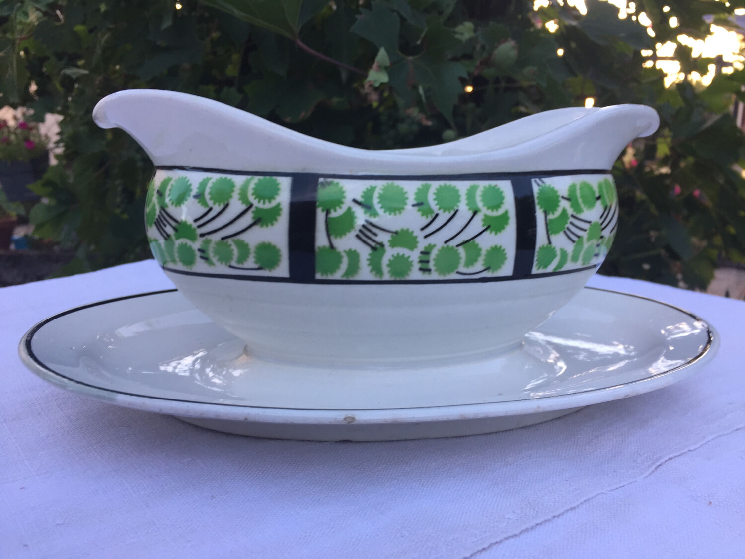 Old sauce boat made in France Digoin Sarreguemines