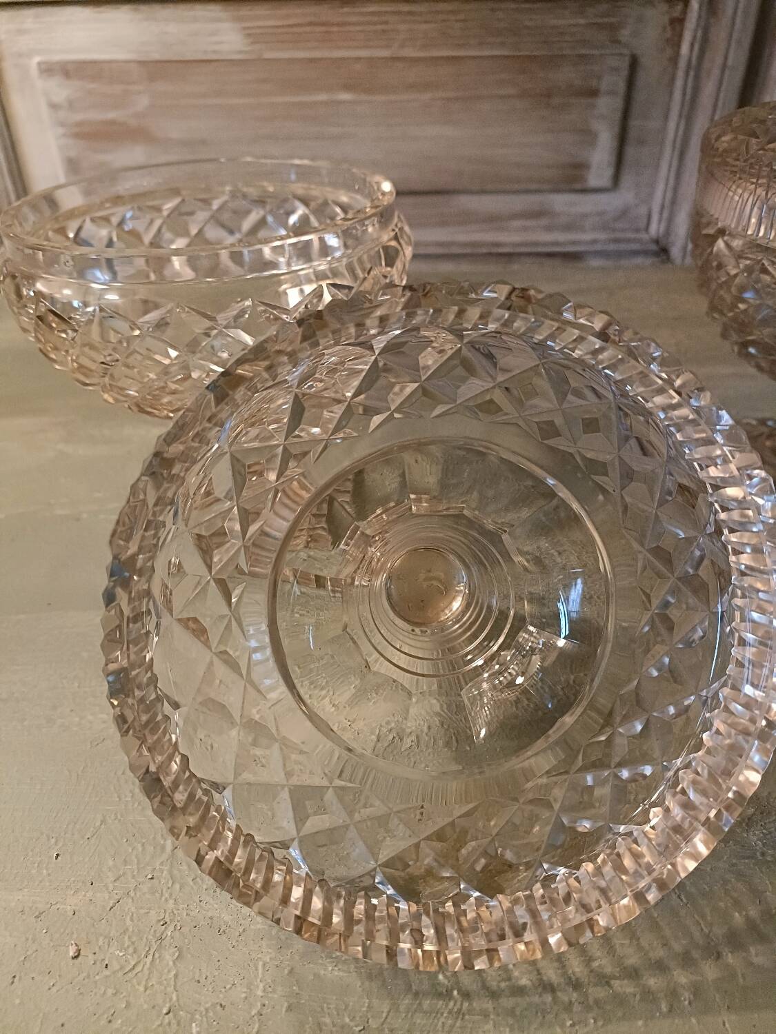19th century cut crystal drageoirs