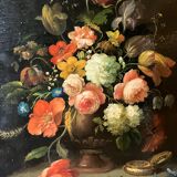 Oil on canvas still life with flower bouquet signed Jord