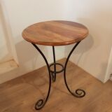 Bistro table in wood and wrought iron