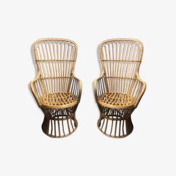 Pair of vintage rattan armchairs from the 1960s