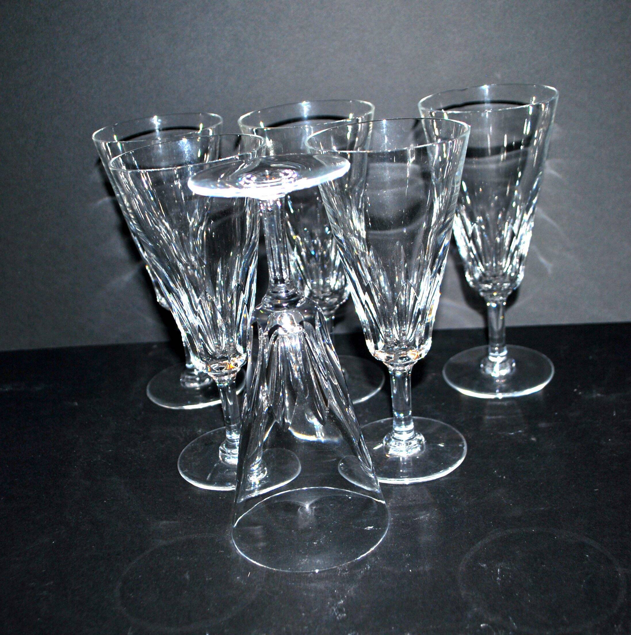 Baccarat set of 6 cut crystal champagne flutes, Carcassonne model, 1960