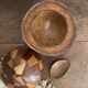Seau à glaçons vintage  en noix de coco marquetée
