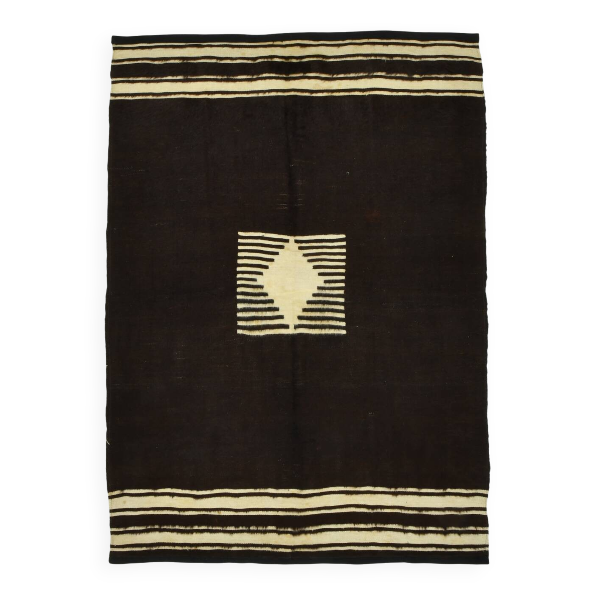 4x6 Brown & Beige Contemporary Kilim Rug, 127x176Cm