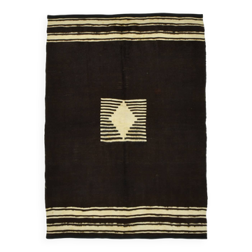 4x6 Brown & Beige Contemporary Kilim Rug, 127x176Cm