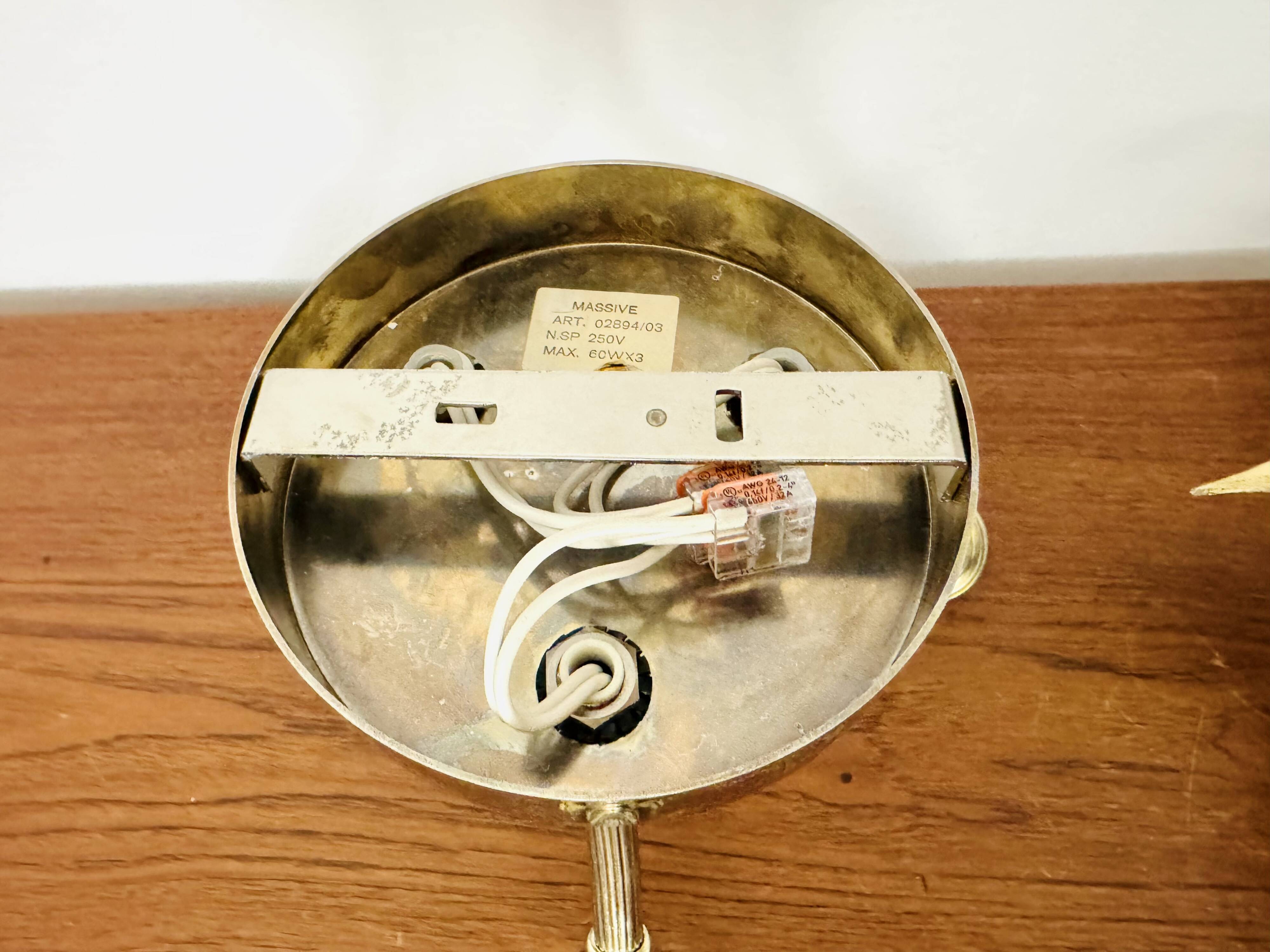 Large Floral Hollywood Regency Flush Lamp by Willy Daro for Massive