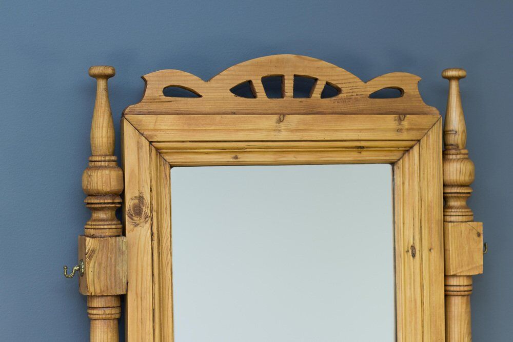 Art nouveau style baltic pine chest of drawers with mirror