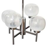 Vintage chandelier in chrome metal and glass