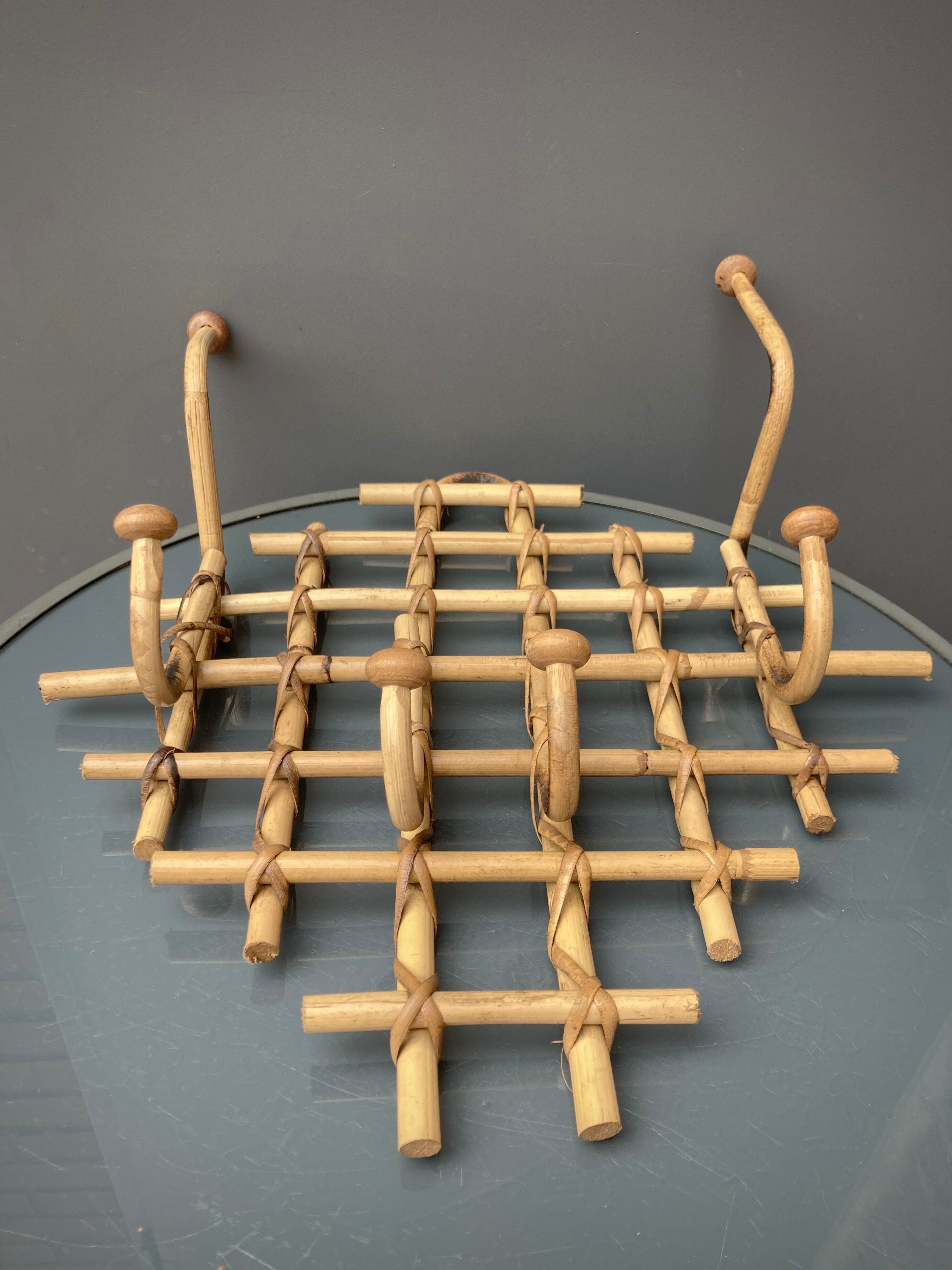 Bamboo wall coat rack