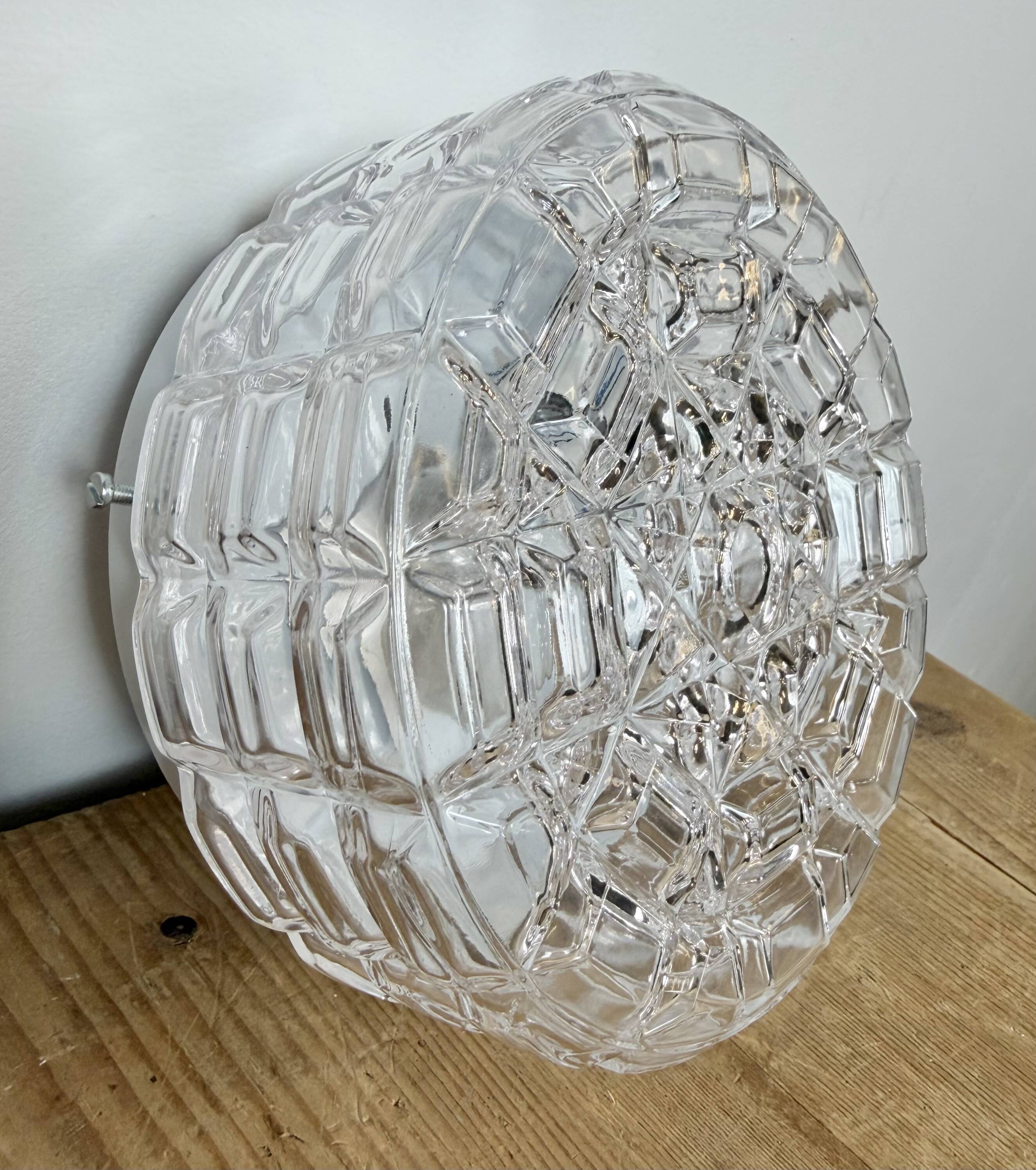 Vintage Glass Wall or Ceiling Light, 1970s