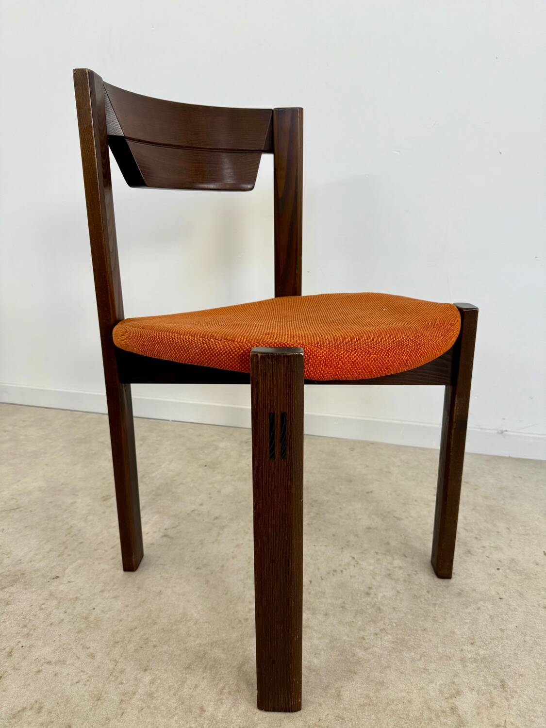 Set of 6 Girsberger Scandinavian style chairs from the 70s, vintage, solid wood, original fabric