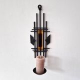 Sculptural Iron and orange glass wall candle holder for Dantoft, Denmark 1960's/1970's