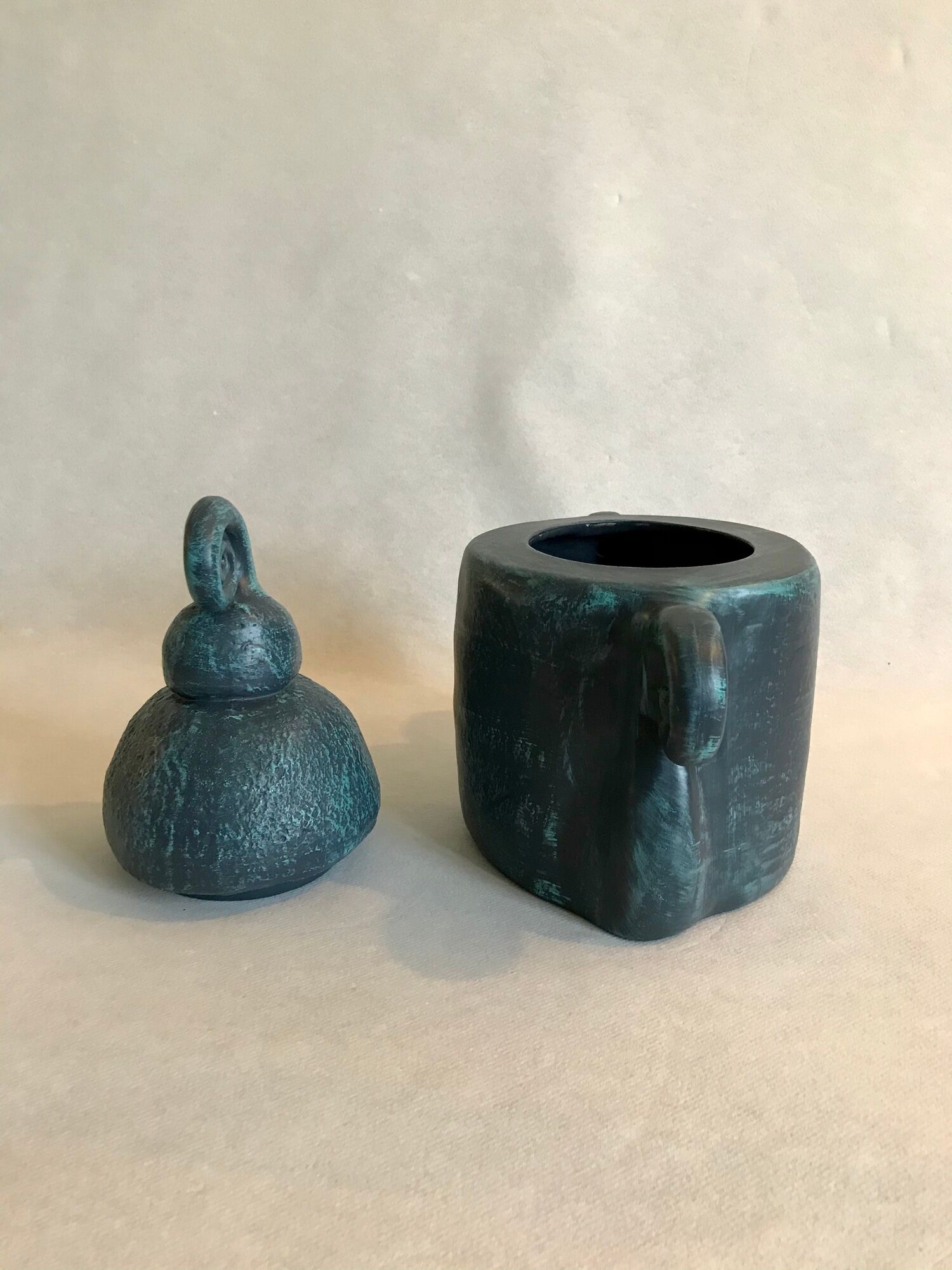 Blue "Orgh" box, Pierre Casenove for La Manufacture Saint Clément, between 1982 and 2001. Collection