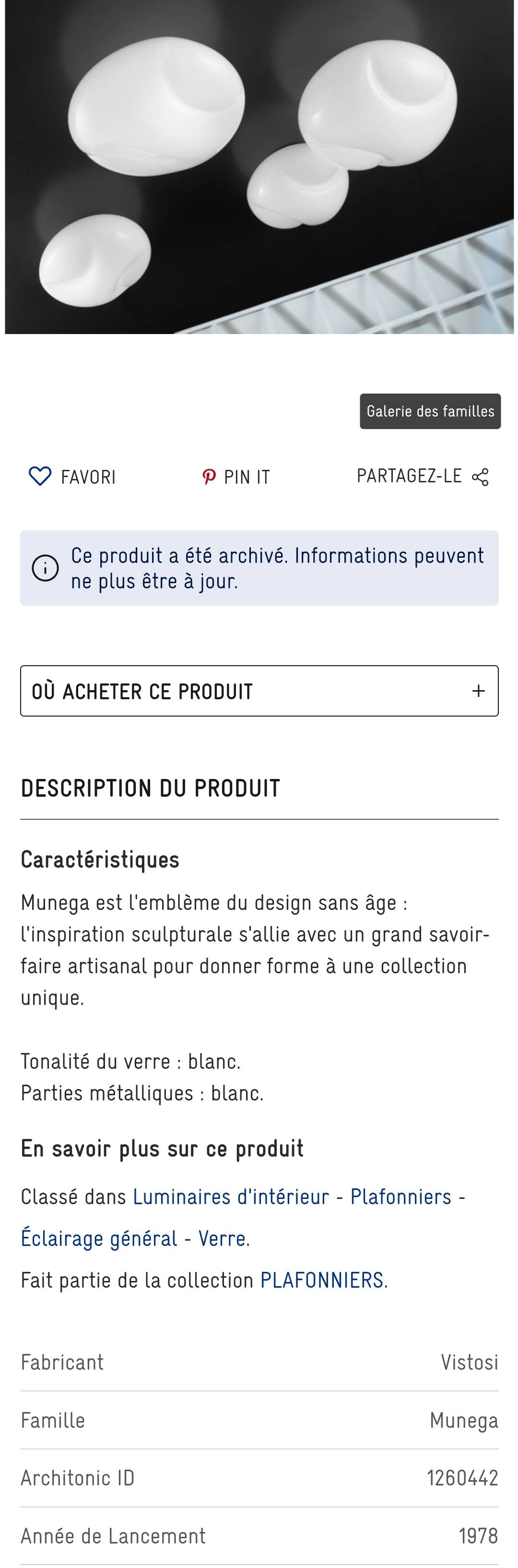 Munega wall lamp, Vistosi, 1978