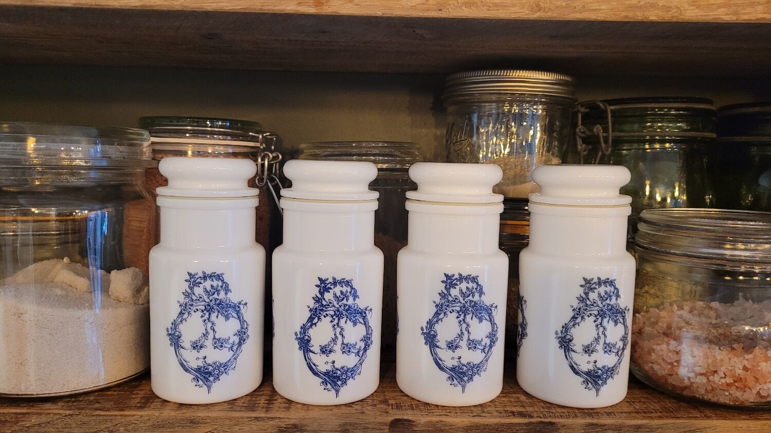 70's opaline spice jars