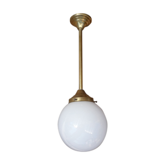 Suspension art déco globe en verre et laiton