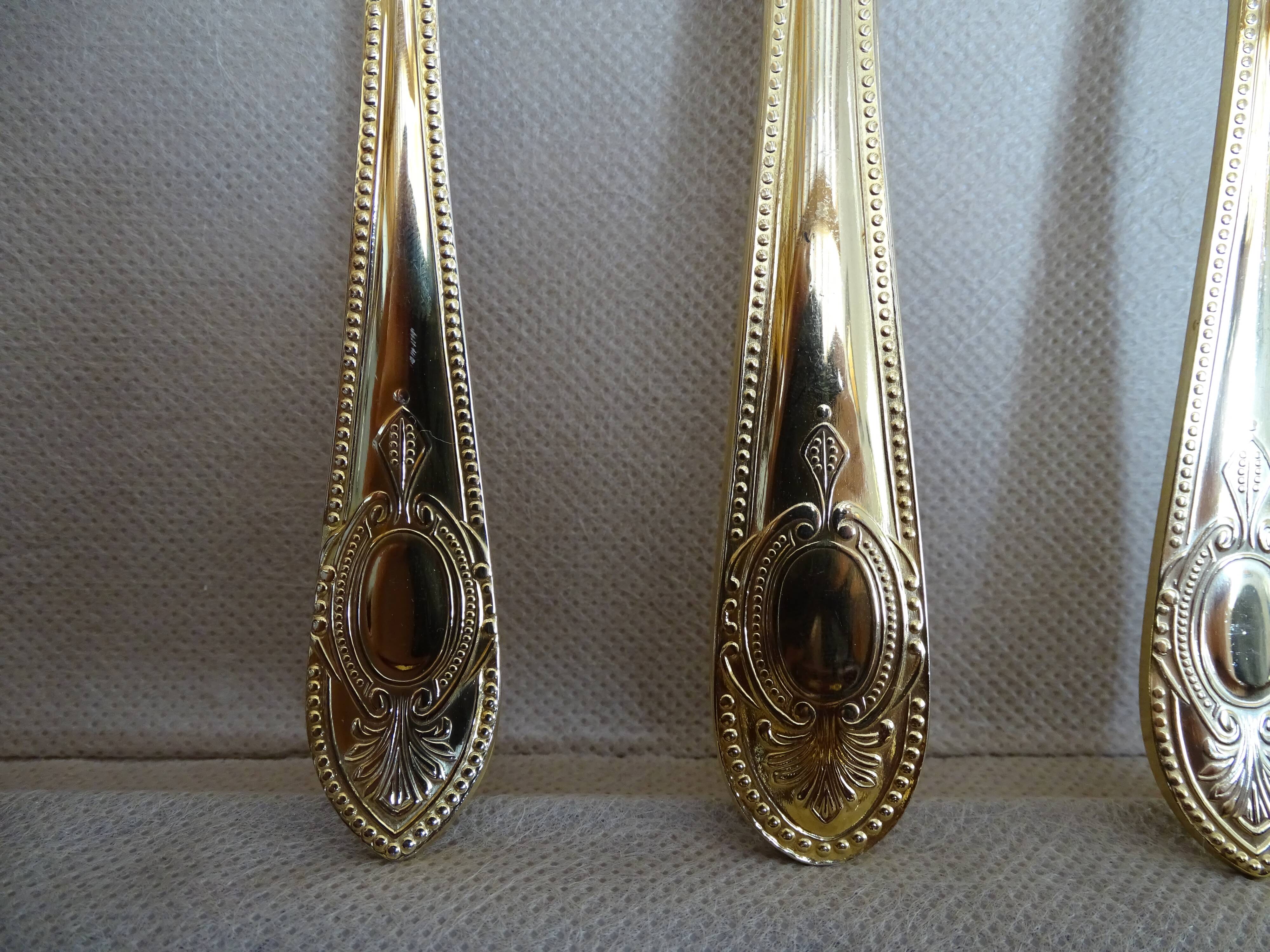 Ménagère Bestecke Solingen 70 pieces gold plated 24 carat for 12 people
