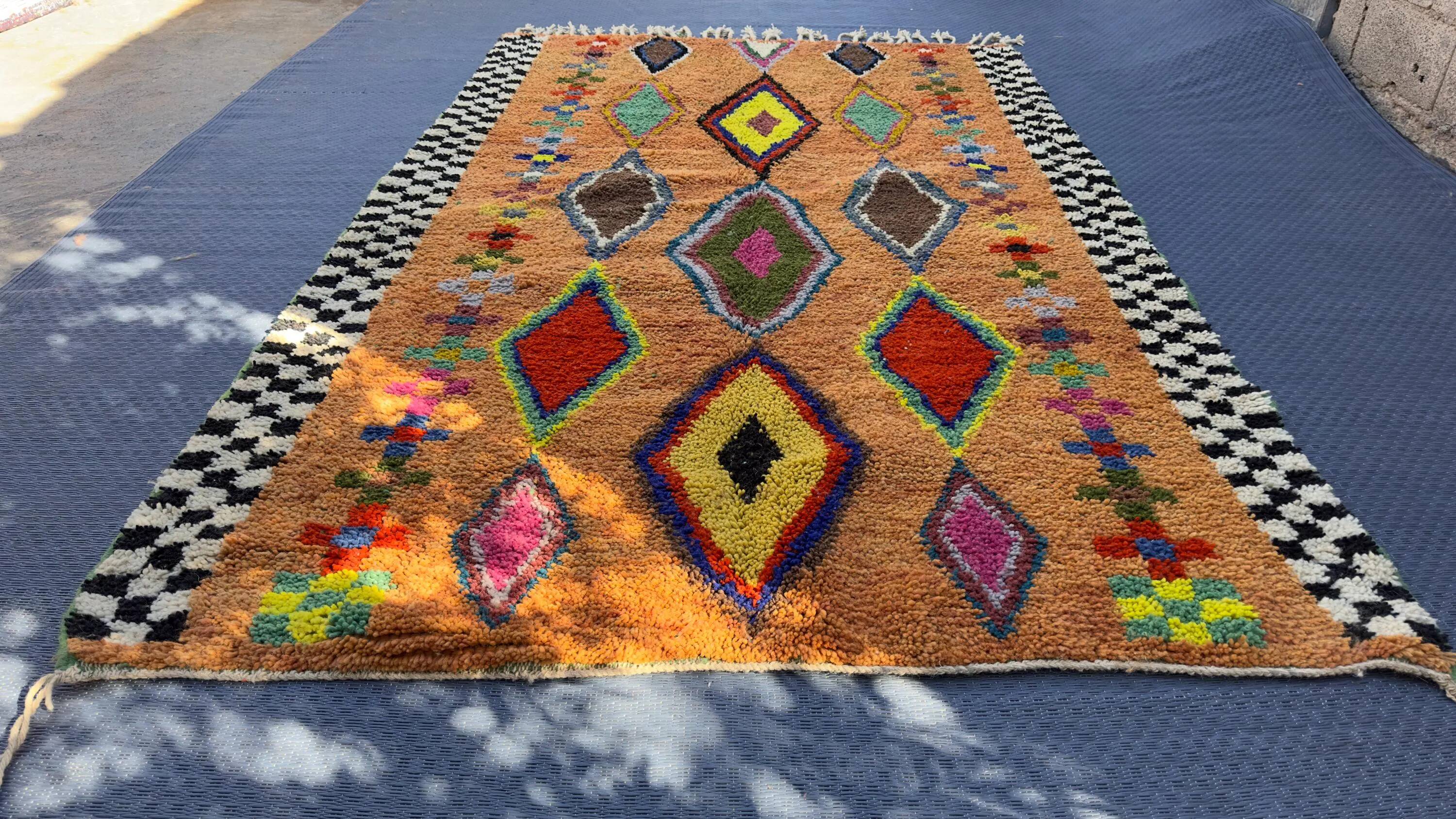Handmade Berber rug, natural wool, 3x2 m