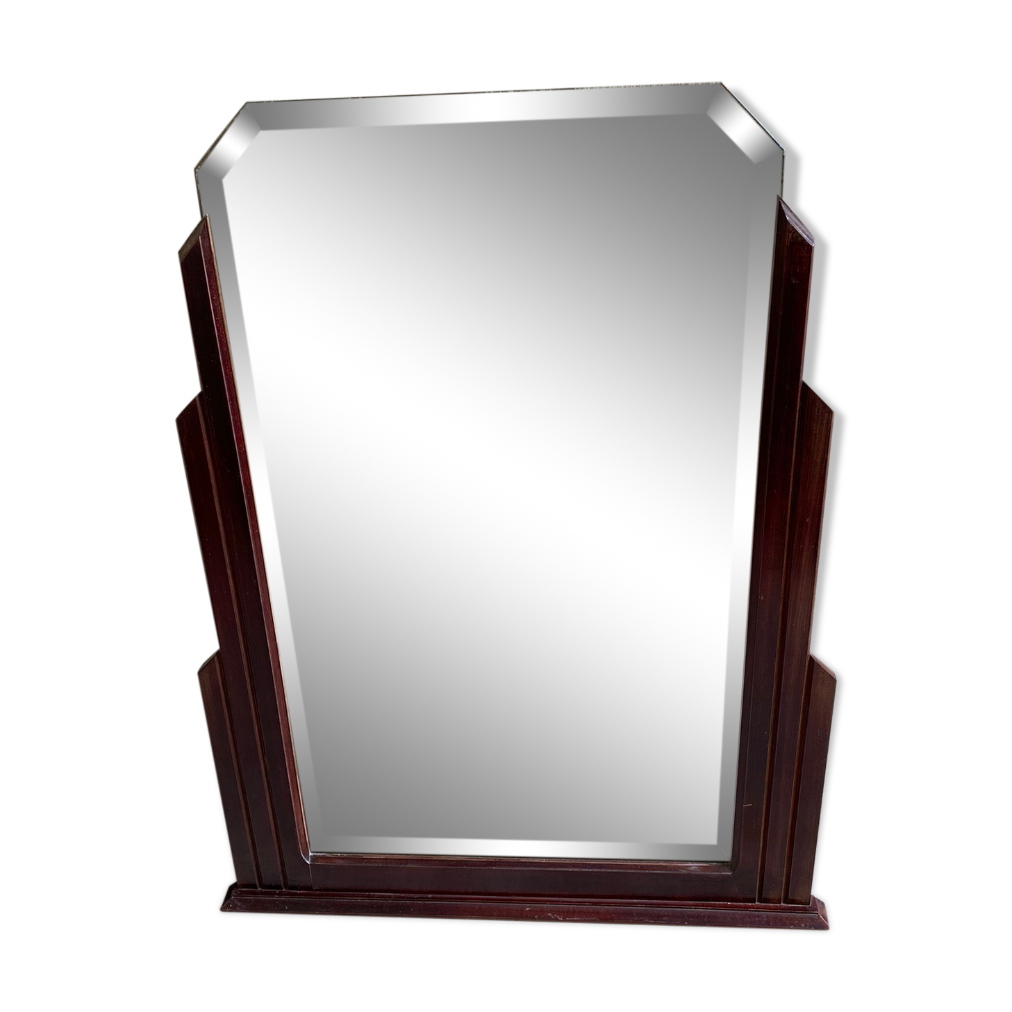 Large mirror of vintage art deco wooden fireplace 119 cm / 93 cm