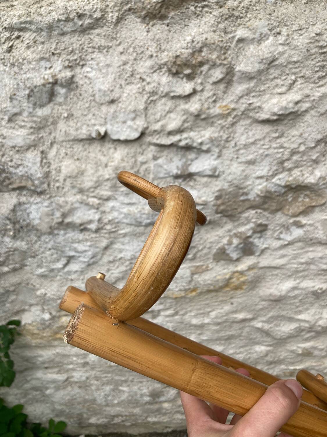 Vintage rattan wall coat rack