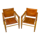 A pair of Danish beechwood and leather Safari armchairs - 1960