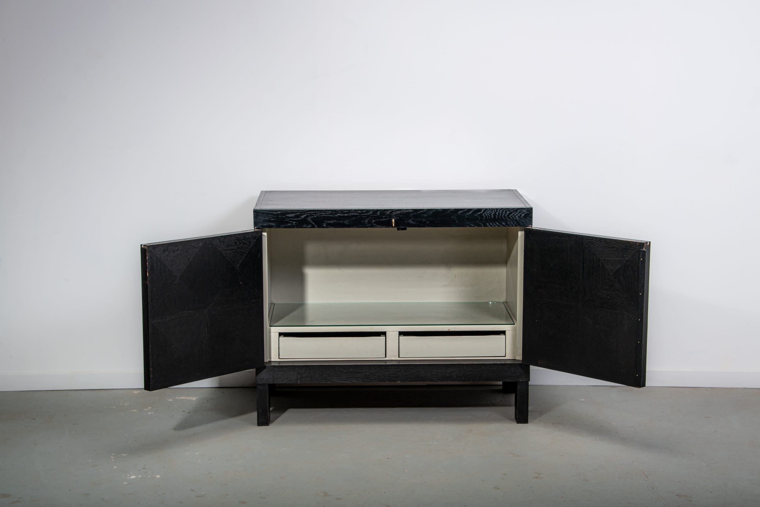 Ebonized brutalist bar cabinet by J. Batenburg for MI Belgium, 1960s