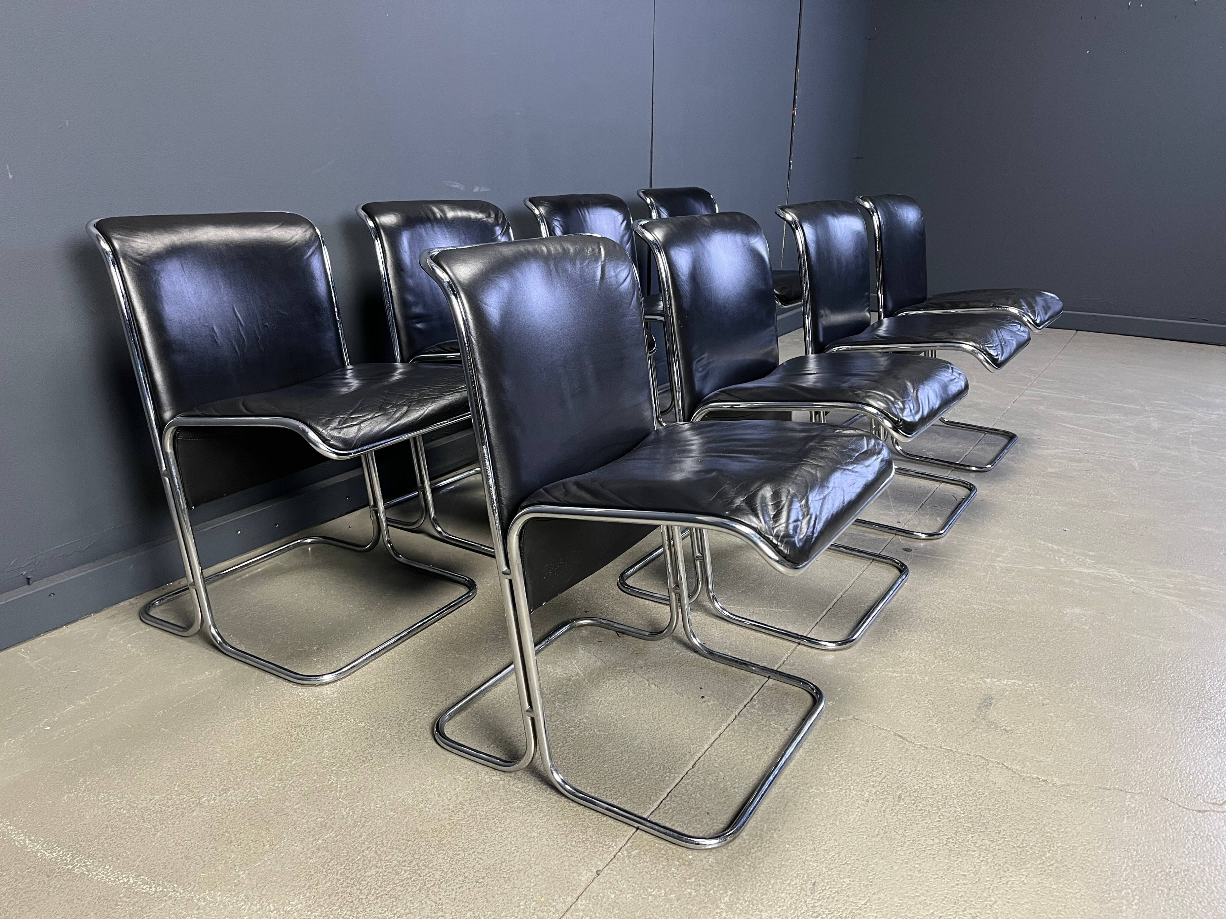 Set of 8 Calla chairs by Antonio Ari Colombo dining chairs, 1970s