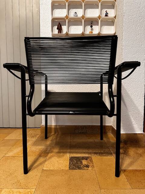 Vintage black Spaghetti armchair Giandomenico Belotti for Alias, model 109