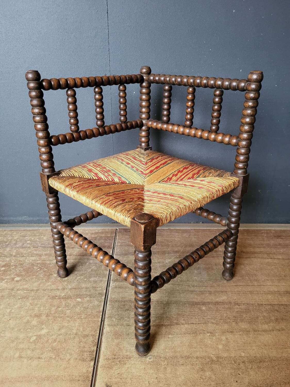 Authentic old corner armchair chair, fireside type, in good condition