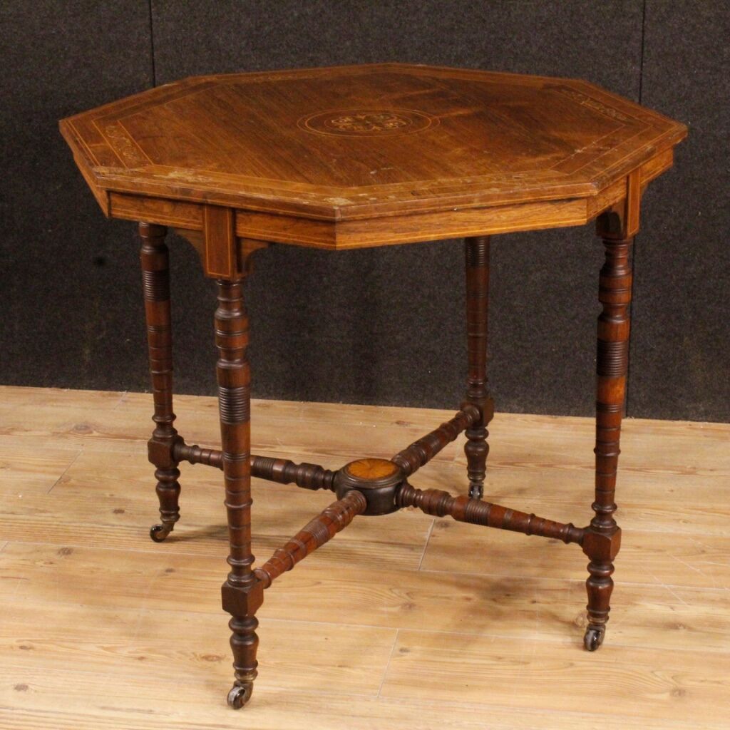 Side table English inlaid wood