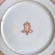 4 monogrammed pink porcelain dessert plates