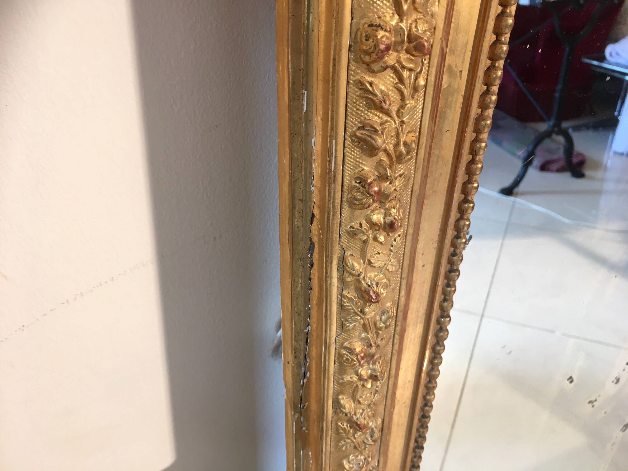 Louis XVI style and 19th century fireplace mirror